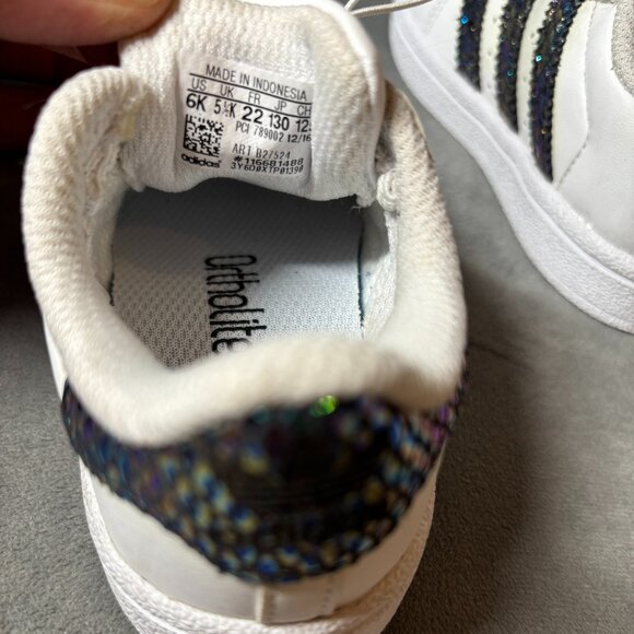 Adidas Superstar Snake White Metallic TD Toddler Sneaker‎ Shoes Size 6K NEW - Picture 5 of 6